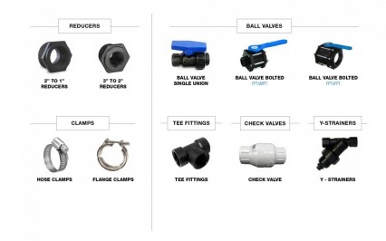Reducers, Ball Valves, Clamps, Tee Valves, Y-strainers