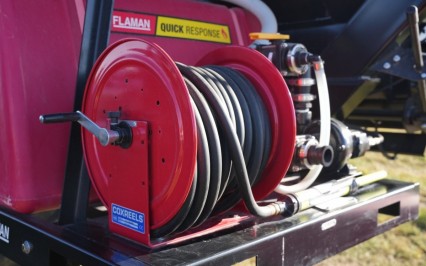 100' 3/4" Fire Hose On Industrial Cox Reel