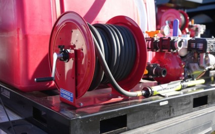 100' 3/4" Fire Hose On Industrial Cox Reel
